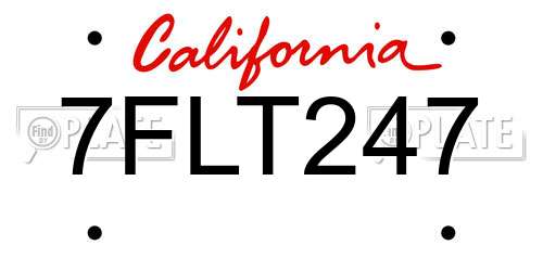 7FLT247 California License Plate