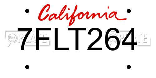 7FLT264 California License Plate