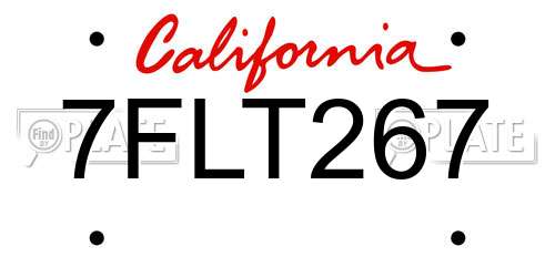 7FLT267 California License Plate