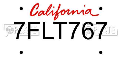 7FLT767 California License Plate