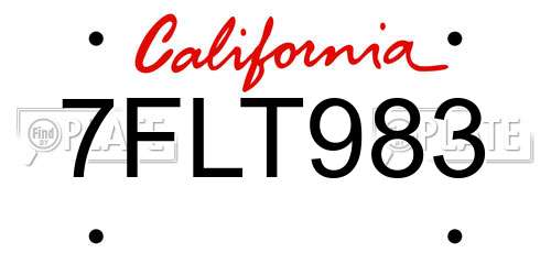7FLT983 California License Plate