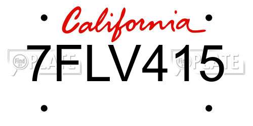 7FLV415 California License Plate