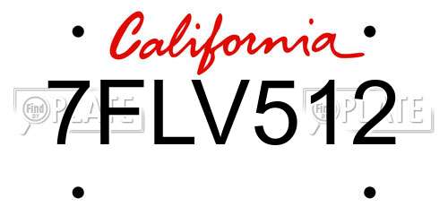 7FLV512 California License Plate