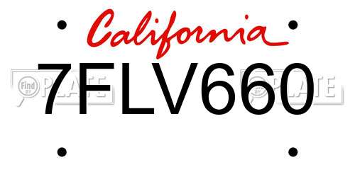7FLV660 California License Plate