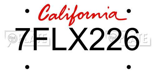 7FLX226 California License Plate