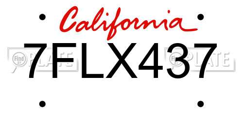 7FLX437 California License Plate