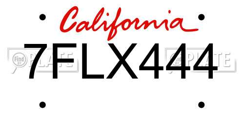 7FLX444 California License Plate