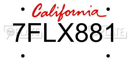 7FLX881 California License Plate