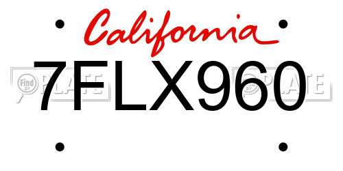 7FLX960 California License Plate