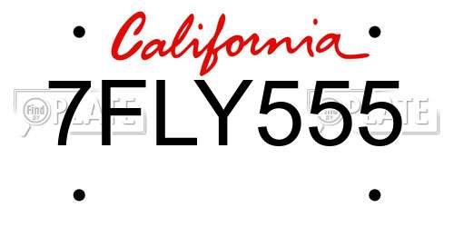 7FLY555 California License Plate