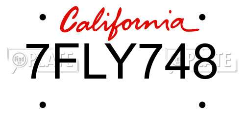 7FLY748 California License Plate