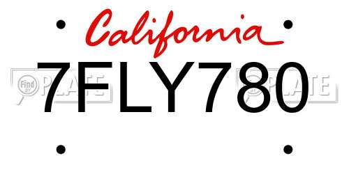 7FLY780 California License Plate