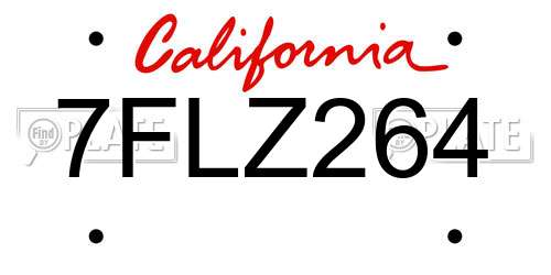 7FLZ264 California License Plate