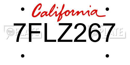 7FLZ267 California License Plate