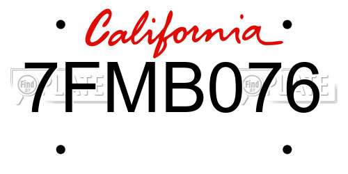 7FMB076 California License Plate