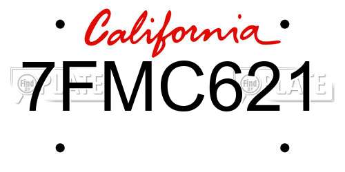 7FMC621 California License Plate