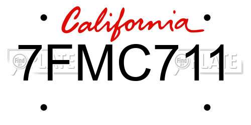 7FMC711 California License Plate
