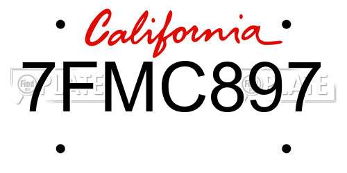 7FMC897 California License Plate