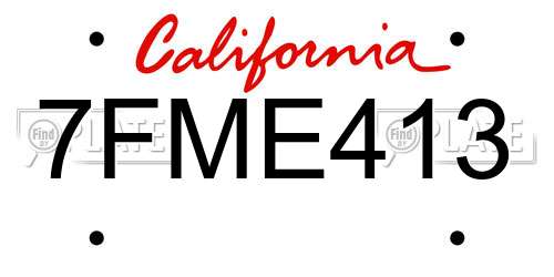 7FME413 California License Plate