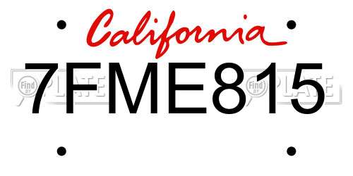 7FME815 California License Plate