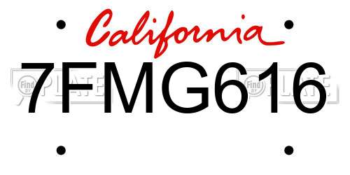 7FMG616 California License Plate