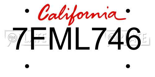 7FML746 California License Plate