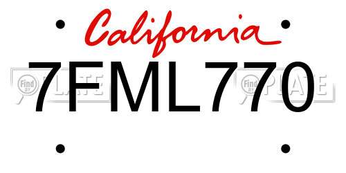 7FML770 California License Plate
