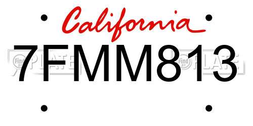 7FMM813 California License Plate