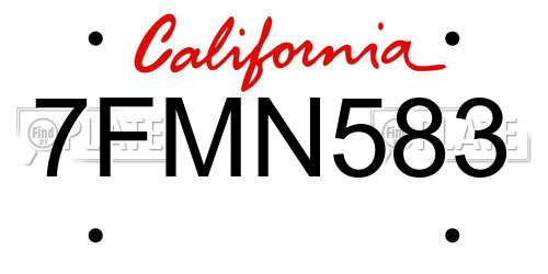 7FMN583 California License Plate