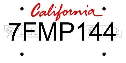7FMP144 California License Plate