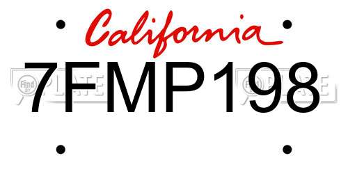 7FMP198 California License Plate