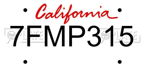 7FMP315 California License Plate
