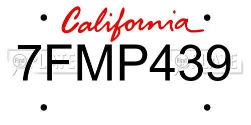 7FMP439 California License Plate