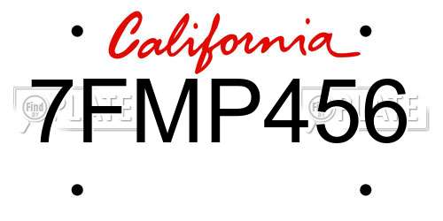 7FMP456 California License Plate