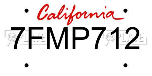 7FMP712 California License Plate