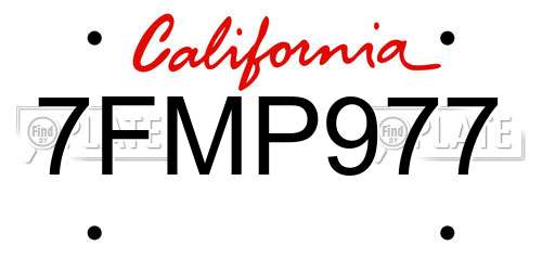 7FMP977 California License Plate