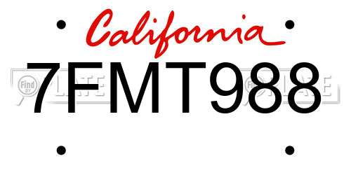 7FMT988 California License Plate