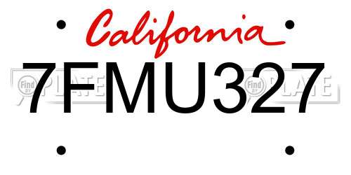 7FMU327 California License Plate