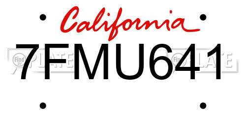 7FMU641 California License Plate