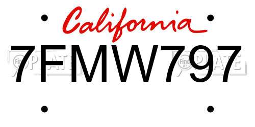 7FMW797 California License Plate