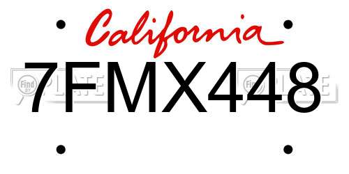 7FMX448 California License Plate