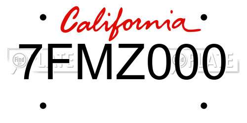7FMZ000 California License Plate