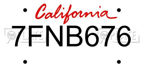 7FNB676 California License Plate