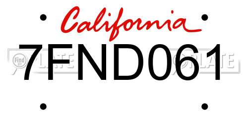 7FND061 California License Plate