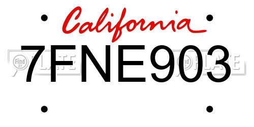 7FNE903 California License Plate