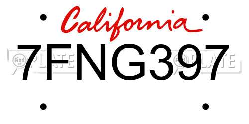 7FNG397 California License Plate