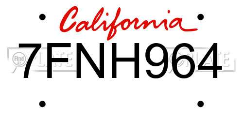 7FNH964 California License Plate