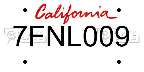 7FNL009 California License Plate