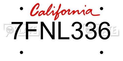 7FNL336 California License Plate