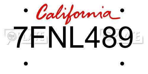 7FNL489 California License Plate